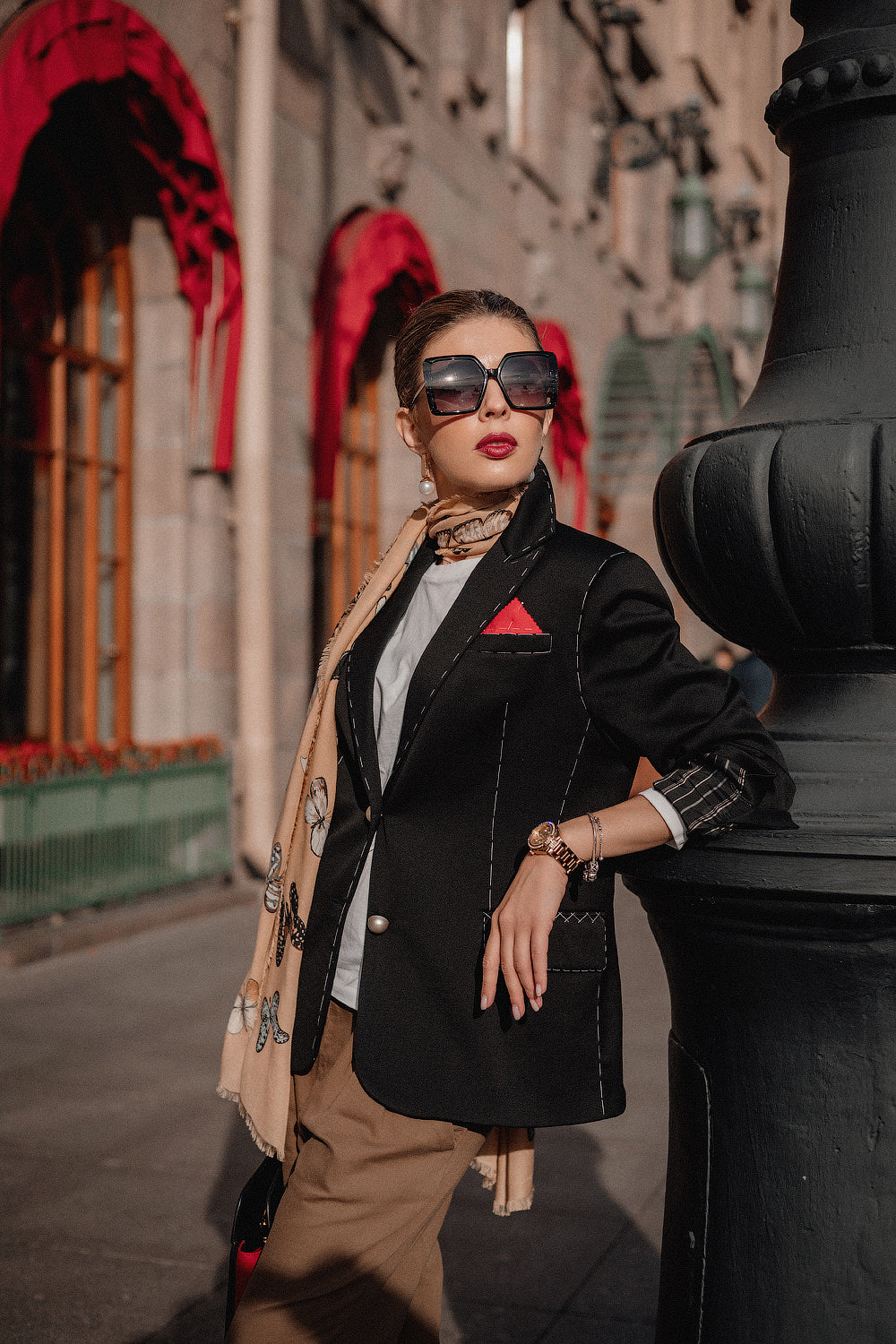 Black Embroidered Wool Blazer