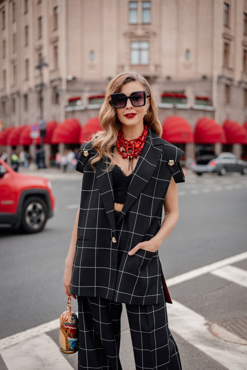 Plaid Vest and Pants Set