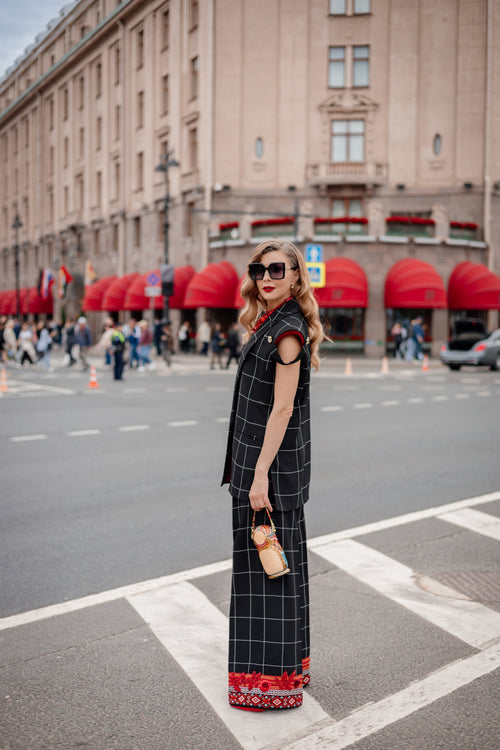 Plaid Vest and Pants Set