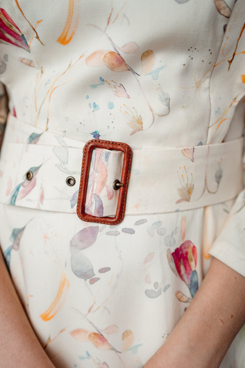 Floral Wool Midi Dress