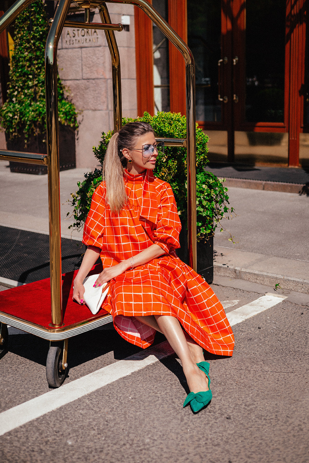 Orange Checkered Dress