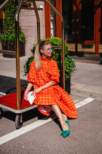 Orange Checkered Dress