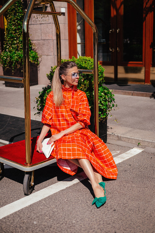 Orange Checkered Dress