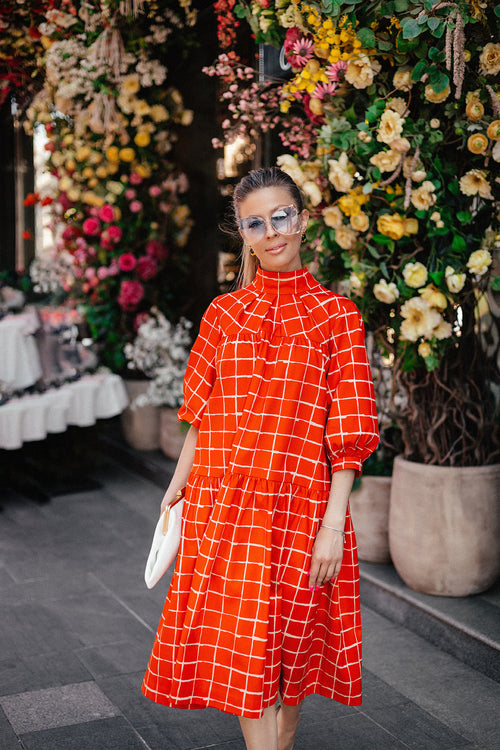 Orange Checkered Dress