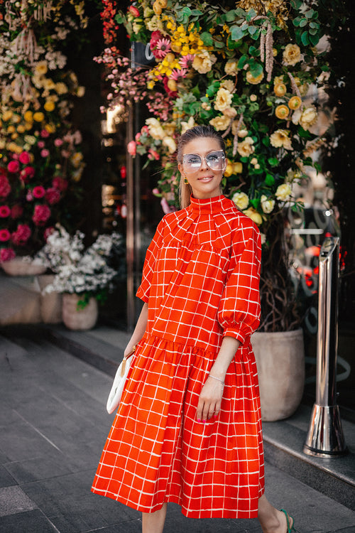 Orange Checkered Dress