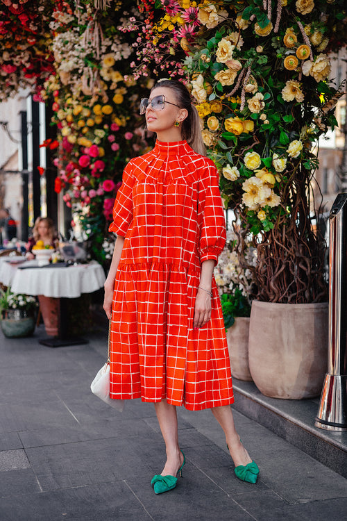 Orange Checkered Dress
