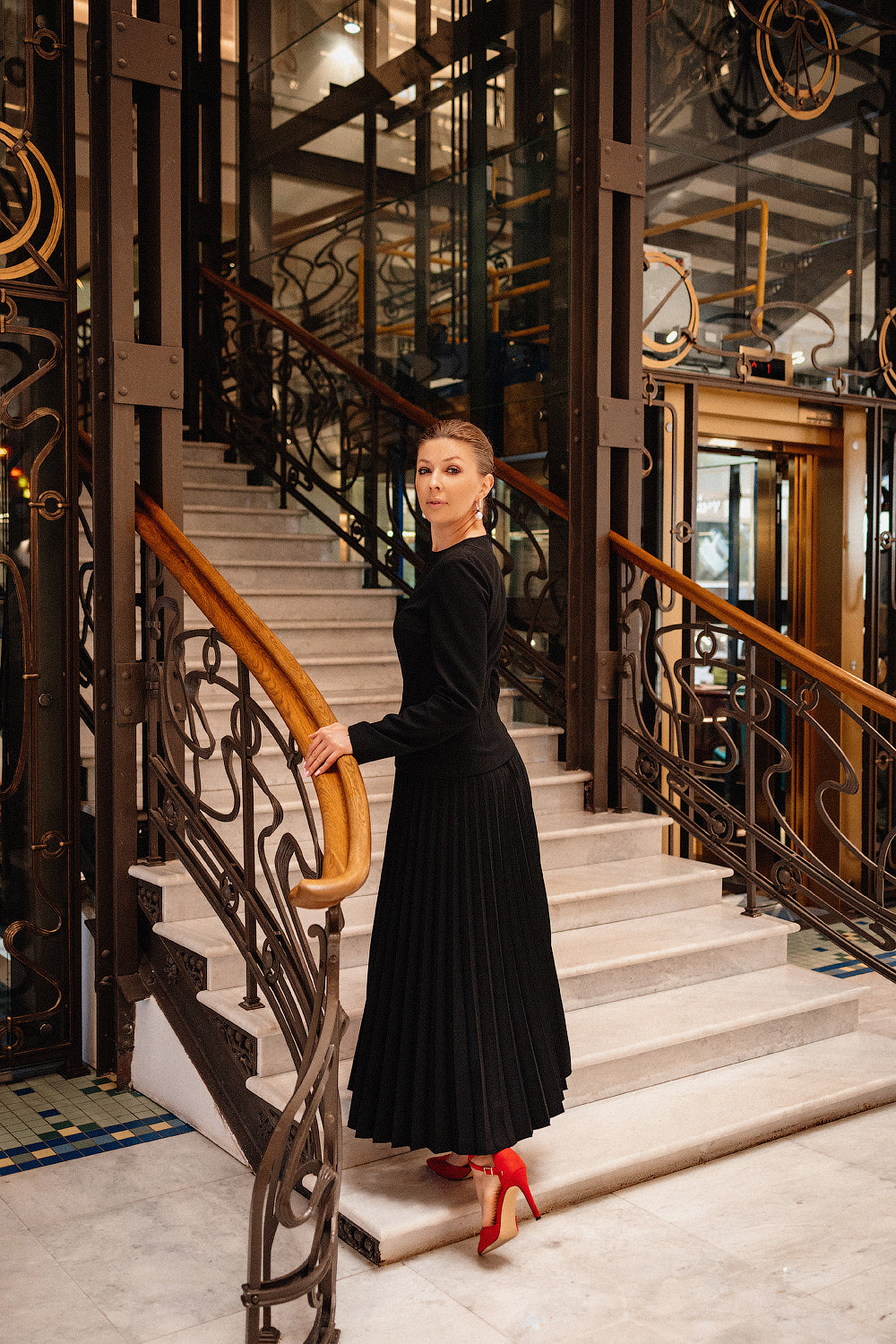 Black Pleated Skirt and Top Set