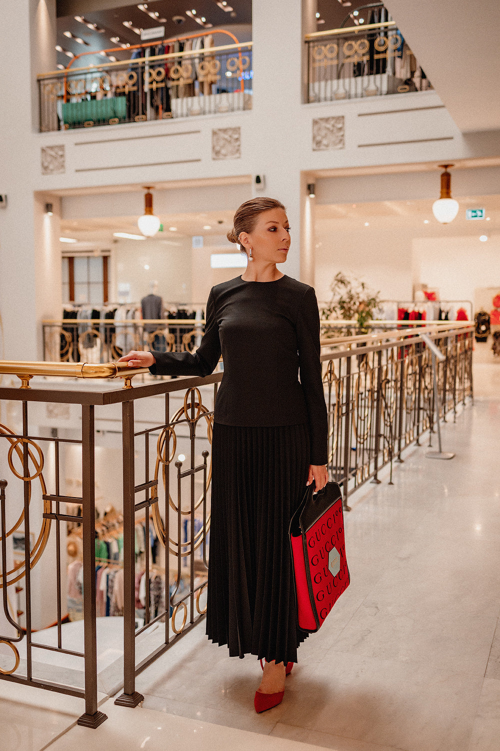 Black Pleated Skirt and Top Set