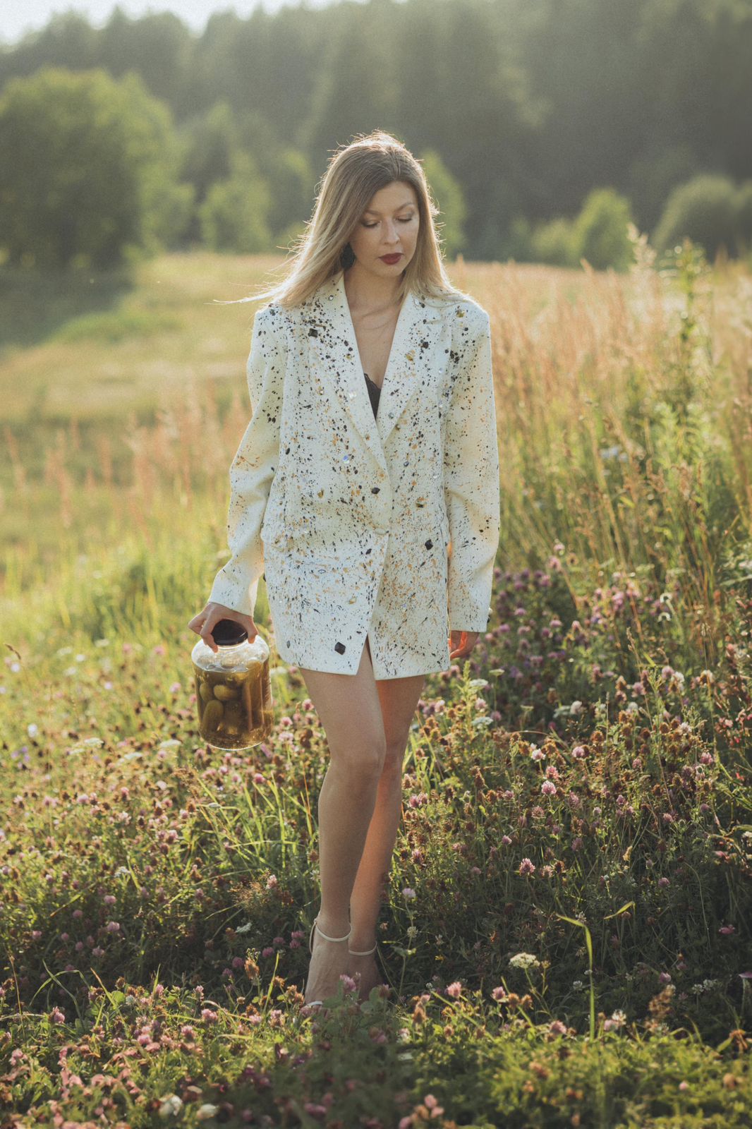 Hand-Painted Embellished Blazer