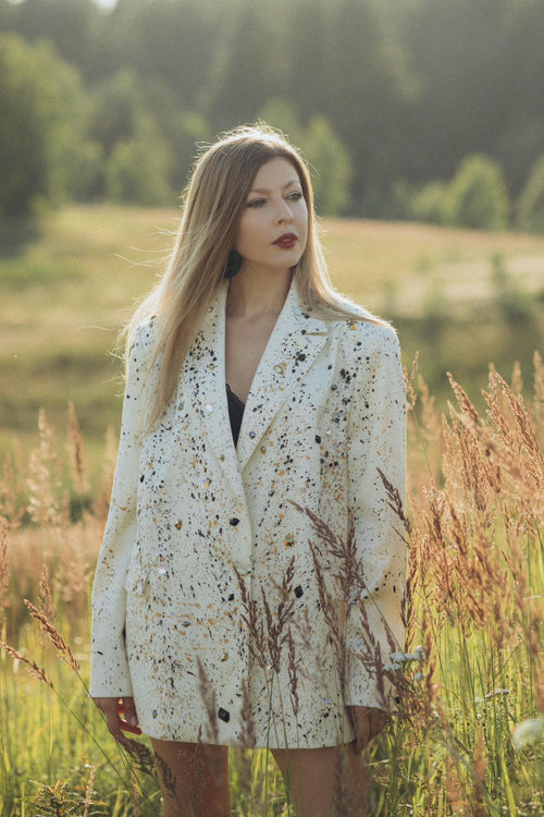 Hand-Painted Embellished Blazer