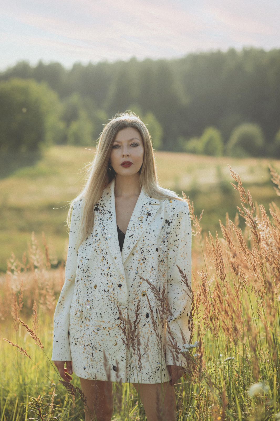 Hand-Painted Embellished Blazer