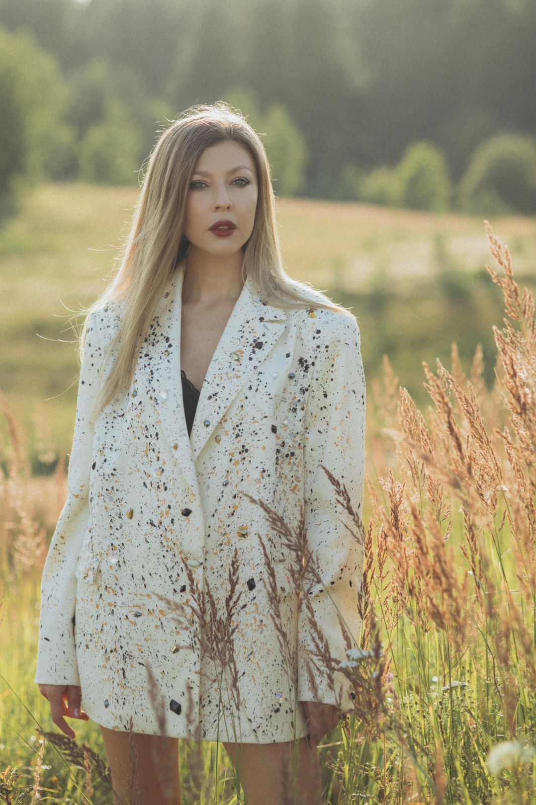 Hand-Painted Embellished Blazer